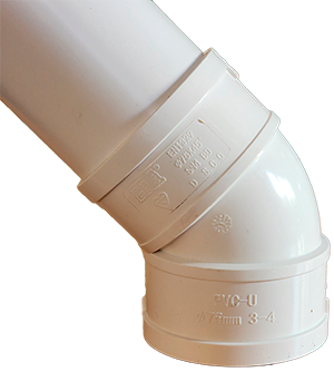 Codo 45 hembra-hembra PVC 75 mm